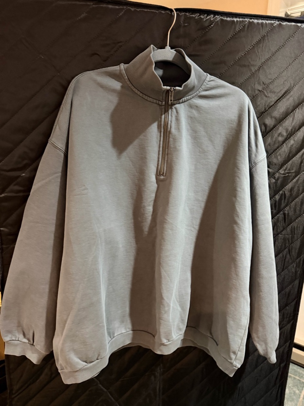 Skims Gray Half-Zip Mock Neck Sweater